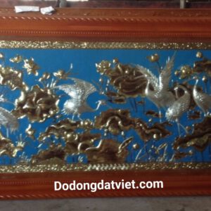 tranh sen hạc , kt: 1m20x2m30 , khung gỗ .