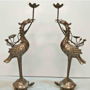 Hạc đồng khảm ngũ sắc cao 40 cm