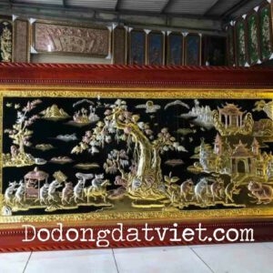 tranh đám cưới chuột, hàng đặt dát vàng 24k