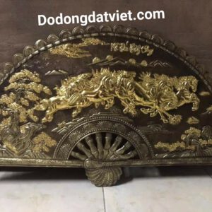 quạt mã đáo thành công_ngựa bằng đồng_dát vàng 24k_70x110